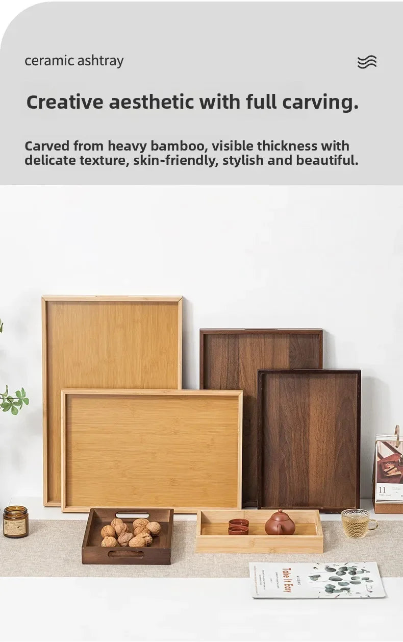 Long Rectangle Bamboo Tea Serving Tray