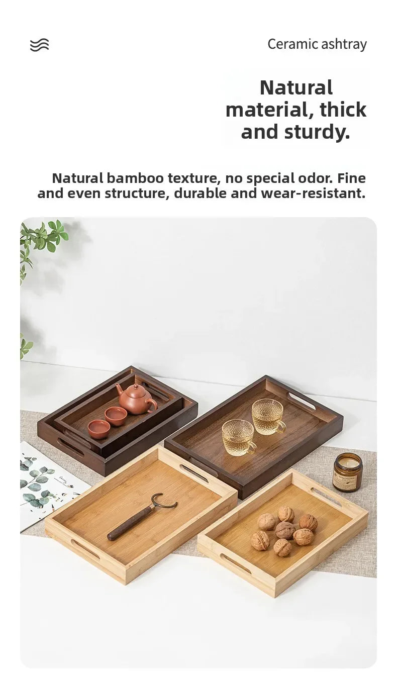 Long Rectangle Bamboo Tea Serving Tray