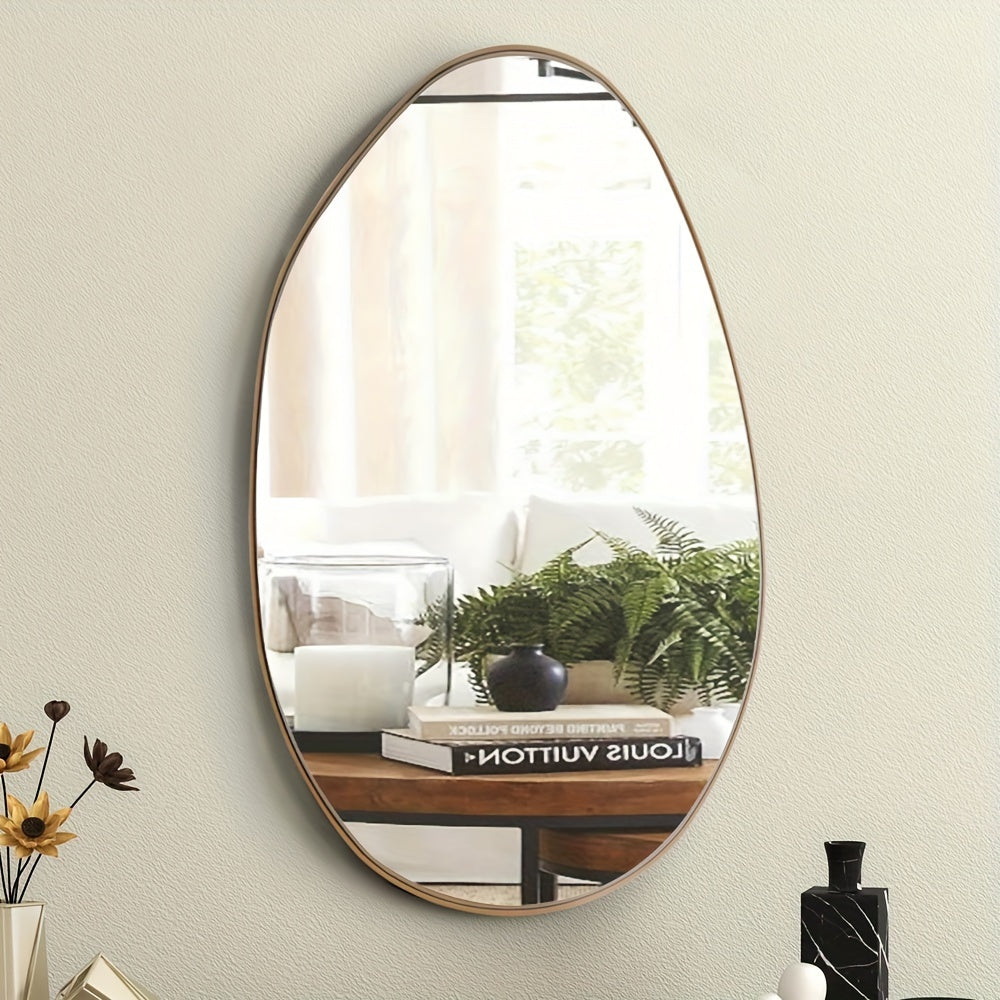 Long-shaped bathroom mirror, ordinary Silvery mirror + iron art + sand black, 4.0 Silvery mirror edge grinding + black High Quality film on the back, transparent protective film on the front, iron art sandblasted black border House Of Avana