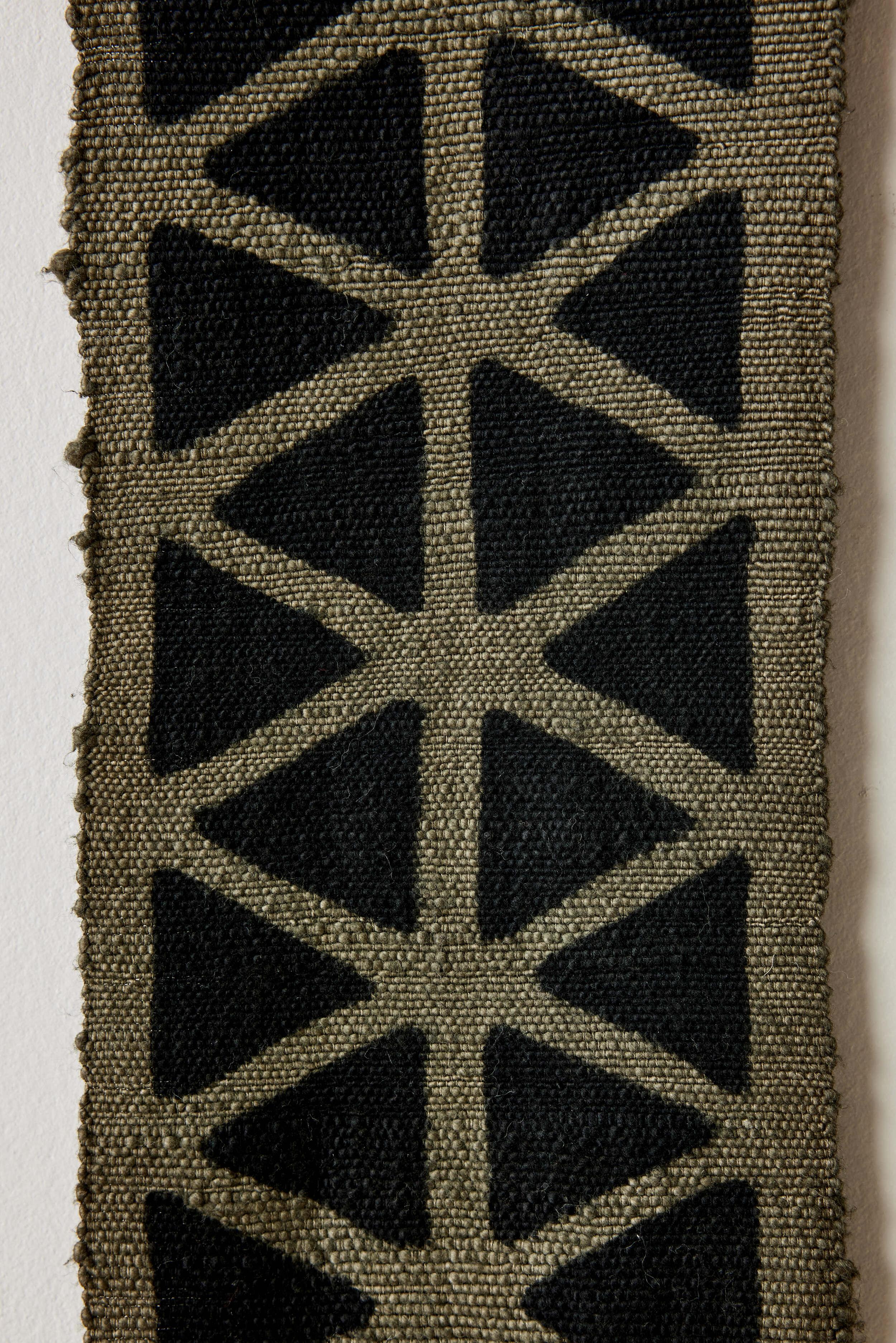 Longevity Bogolan Wall Totem in Grey with Black Triangles Kanju Interiors