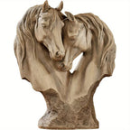 Bronze horse pair sculpture, intricate metalwork design - House of Avana