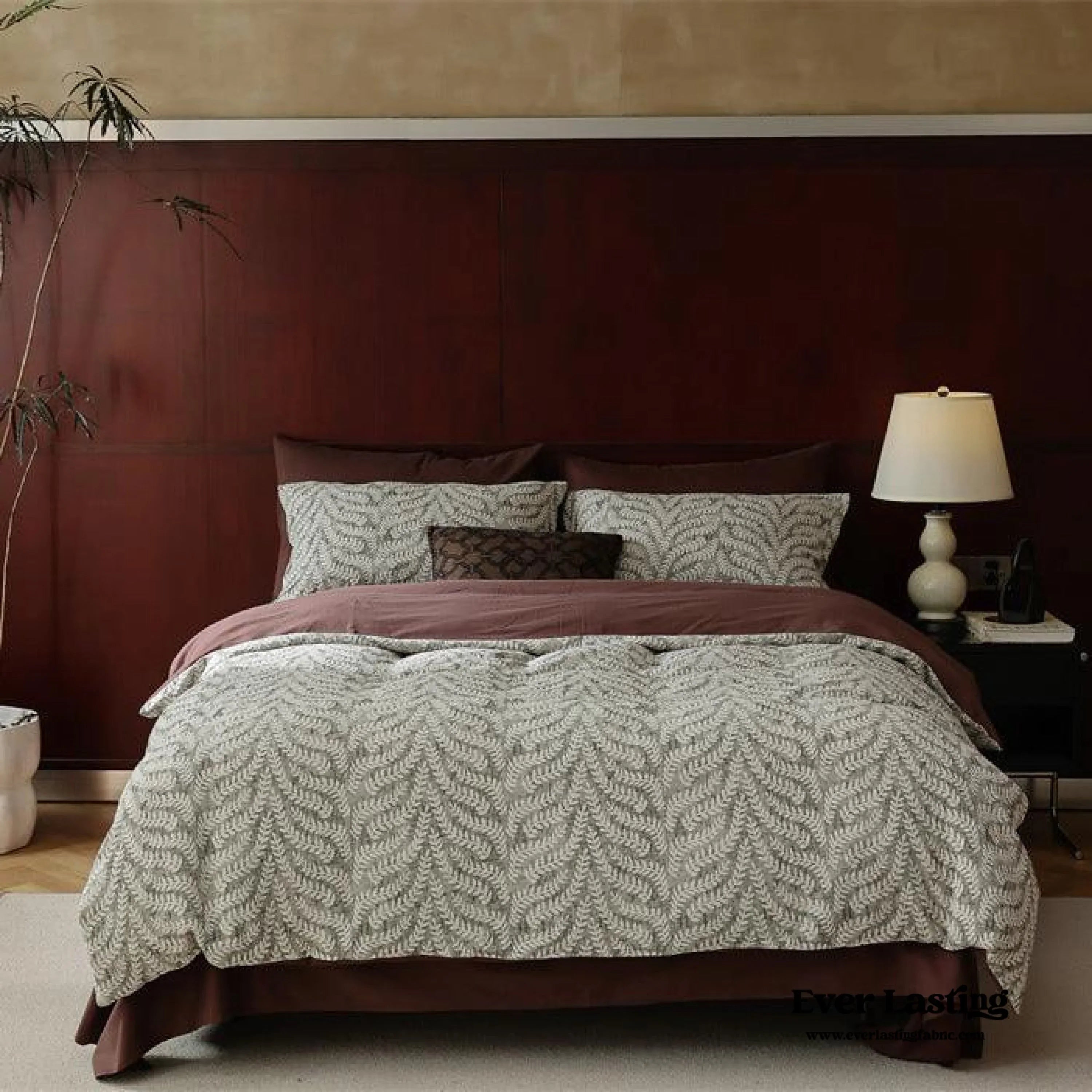 Lucien Silky Vintage Jacquard Bedding Set / Brown Ever Lasting