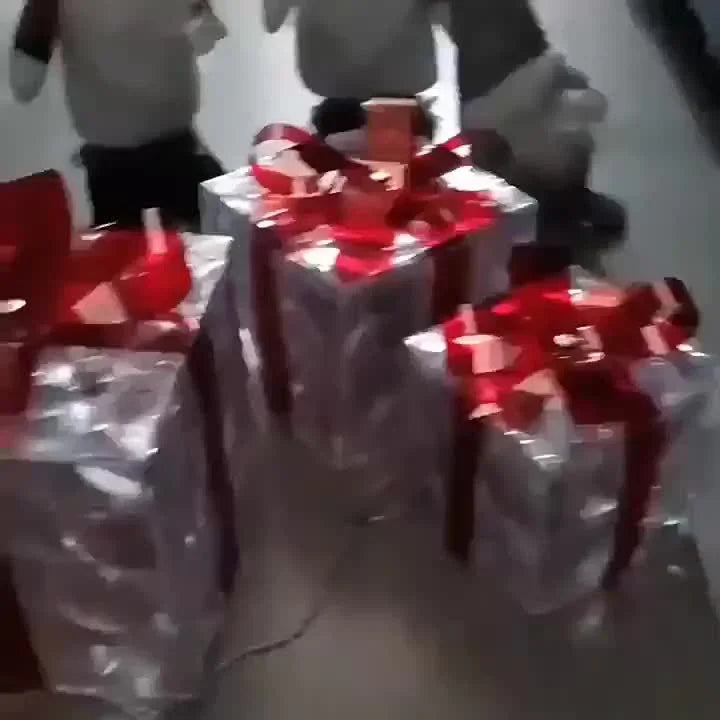 Three Sets Of Christmas Luminous And Exquisite Decorative Lights, Detachable Gift Box And Lighting Fixture (battery/USB Dual-purpose) Christmas Decorations, Red Bow Gift Boxes for Indoor, Living Room, Courtyard And Valentine' House Of Avana