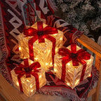Three Sets Of Christmas Luminous And Exquisite Decorative Lights, Detachable Gift Box And Lighting Fixture (battery/USB Dual-purpose) Christmas Decorations, Red Bow Gift Boxes for Indoor, Living Room, Courtyard And Valentine' House Of Avana