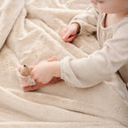 Soft beige receiving blankets, plush texture, gentle fringe detail - House of Avana