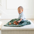 Soft beige receiving blankets, plush texture, gentle fringe detail - House of Avana