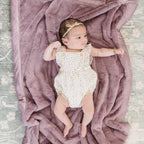 Soft beige receiving blankets, plush texture, gentle fringe detail - House of Avana