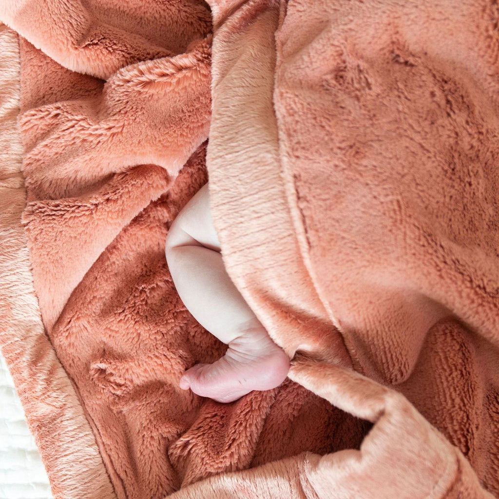 Soft beige receiving blankets, plush texture, gentle fringe detail - House of Avana