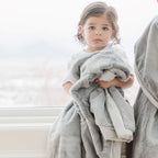 Soft beige receiving blankets, plush texture, gentle fringe detail - House of Avana