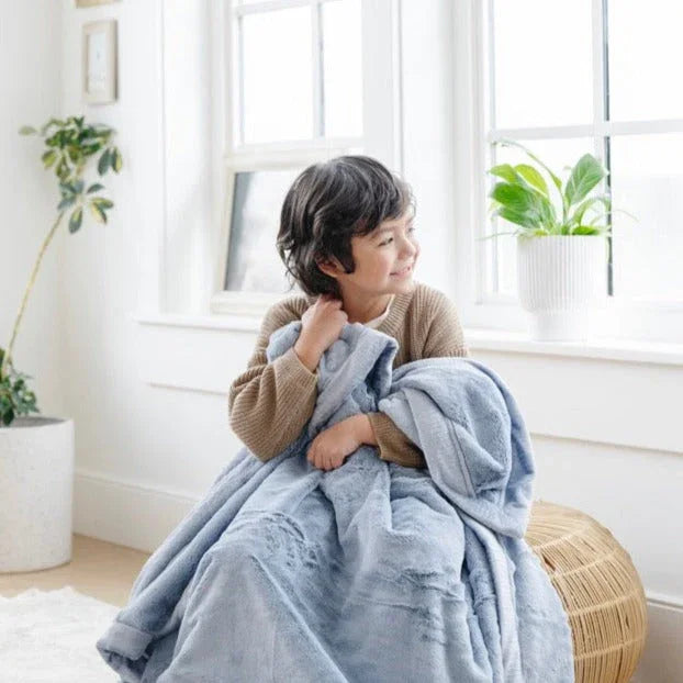 Soft beige receiving blankets, plush texture, gentle fringe detail - House of Avana
