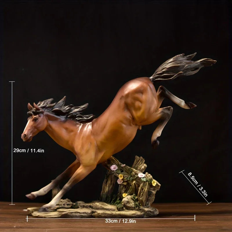 Luxurious Copper Golden Horse Sculpture - Fine Art Printmaking Decor - Customizable Resin Craft for New Home, Office, or Gift Giving - House Of Avana