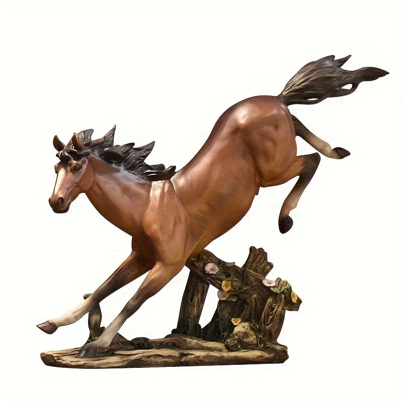 Luxurious Copper Golden Horse Sculpture - Fine Art Printmaking Decor - Customizable Resin Craft for New Home, Office, or Gift Giving - House Of Avana