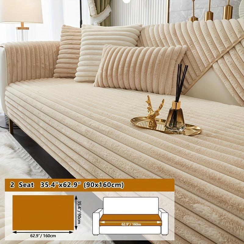 Luxurious Rabbit Fur Sofa Slipcover | Non-Slip Light Grey for dog use topspet