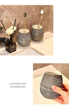 Luxury Bathroom Wash Set of Five with Pull Craft Wash Kit, Divided Bottles, Handmade Retro White Background, Household Bathroom Lotion Bottle, Toothbrush Cup, Mouthwash Cup, Soap Dish, Ceramic Bathroom House Of Avana