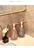 Luxury Bathroom Wash Set of Five with Pull Craft Wash Kit, Divided Bottles, Handmade Retro White Background, Household Bathroom Lotion Bottle, Toothbrush Cup, Mouthwash Cup, Soap Dish, Ceramic Bathroom House Of Avana