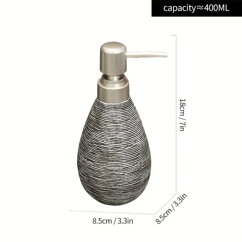 Luxury Bathroom Wash Set of Five with Pull Craft Wash Kit, Divided Bottles, Handmade Retro White Background, Household Bathroom Lotion Bottle, Toothbrush Cup, Mouthwash Cup, Soap Dish, Ceramic Bathroom House Of Avana