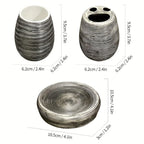 Luxury Bathroom Wash Set of Five with Pull Craft Wash Kit, Divided Bottles, Handmade Retro White Background, Household Bathroom Lotion Bottle, Toothbrush Cup, Mouthwash Cup, Soap Dish, Ceramic Bathroom House Of Avana