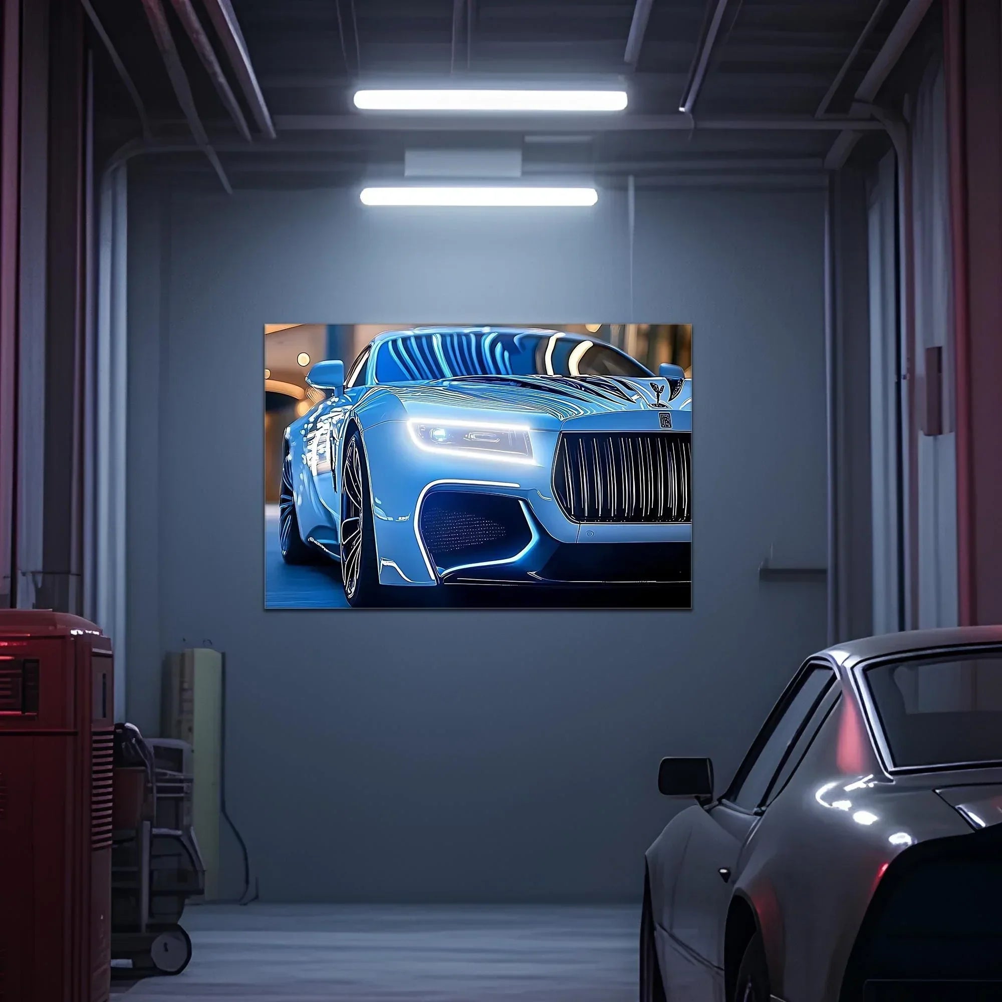 Luxury Car Neon Wall Art - UV Printed LED Plexiglass Sign for Garage, Man Cave & Showroom - Adjustable Light and Free Shipping Peony Atelier