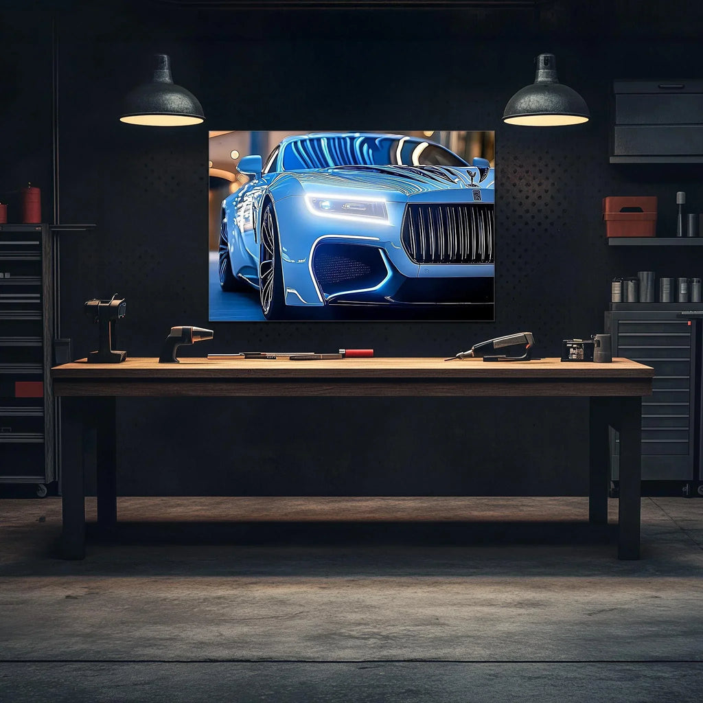 Luxury Car Neon Wall Art - UV Printed LED Plexiglass Sign for Garage, Man Cave & Showroom - Adjustable Light and Free Shipping Peony Atelier