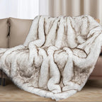 [Luxury Faux Fur Blanket] Super Soft & Reversible Luxury 1000GSM Faux Fur Throw Blanket | 60"x80" Oversized Heavy Weight Cozy Blanket for Bed, Couch, Sofa - Plush Mink Blanket for Living Room, Bedroom - Elegant Winter Warm Fu House Of Avana