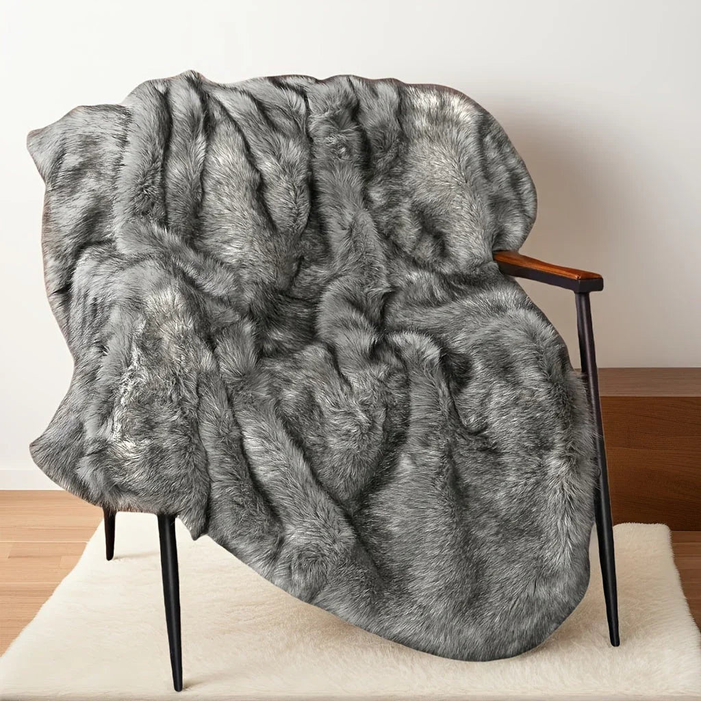 [Luxury Faux Fur Blanket] Super Soft & Reversible Luxury 1000GSM Faux Fur Throw Blanket | 60"x80" Oversized Heavy Weight Cozy Blanket for Bed, Couch, Sofa - Plush Mink Blanket for Living Room, Bedroom - Elegant Winter Warm Fu House Of Avana