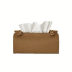 1pc Luxury Faux Leather Tissue Box Holder - Elegant Beige/White/ Brown/, Compact Tabletop Organizer with Open-Top Design, for Living Room, Bathroom, Office, Dining - Durable & Easy-Clean Surface - Ideal Housewarming Gift, Bat House Of Avana