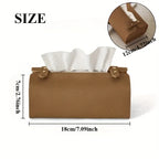 1pc Luxury Faux Leather Tissue Box Holder - Elegant Beige/White/ Brown/, Compact Tabletop Organizer with Open-Top Design, for Living Room, Bathroom, Office, Dining - Durable & Easy-Clean Surface - Ideal Housewarming Gift, Bat House Of Avana