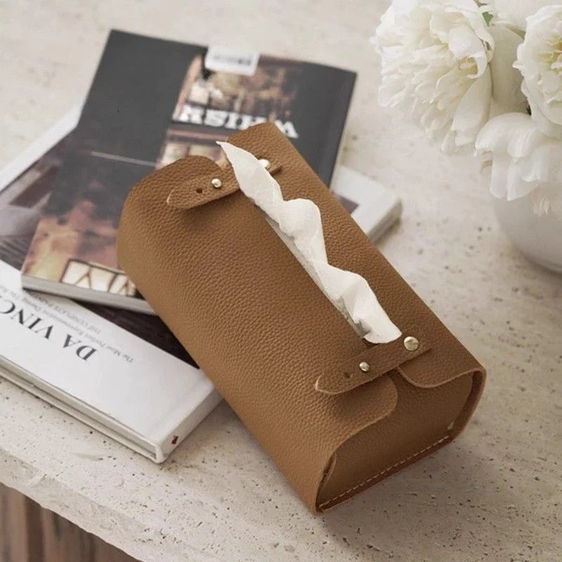 1pc Luxury Faux Leather Tissue Box Holder - Elegant Beige/White/ Brown/, Compact Tabletop Organizer with Open-Top Design, for Living Room, Bathroom, Office, Dining - Durable & Easy-Clean Surface - Ideal Housewarming Gift, Bat House Of Avana