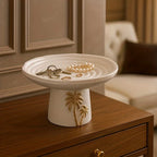 1pc Elegant & Golden Marble-like Resin Decorative Tray with Palm Tree Design - Classic Rectangular Serving Dish for Home, Office (Non-Food Contact), Ramadan Eid Al-fitr Gift - Luxury Table Centerpiece, Office Decoration, Styl House Of Avana