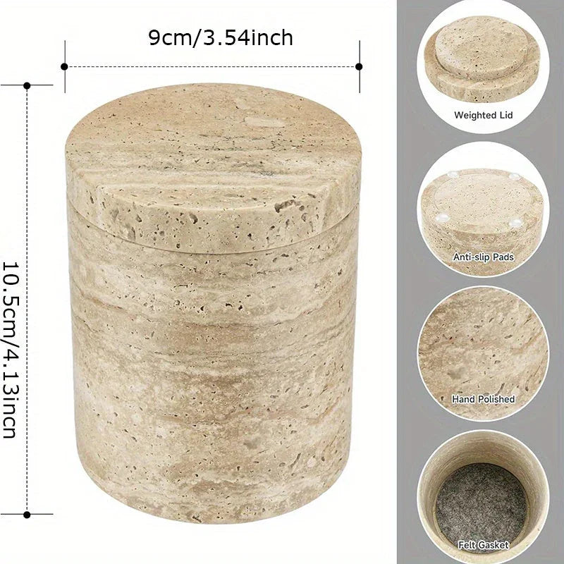 Luxury Marble Organizer Canister - Handcrafted Round Stone Container for Vanity, Office | Gift Set with Lid for Makeup Brushes & Coffee Lovers House Of Avana