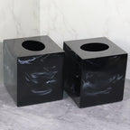 Resin Marble Pattern Tissue Box, Suitable for Hand Towels, Toilet Paper Rolls, etc., Can Be Placed in Bathroom, Living Room, Vanity Square Tissue Holder, Black Imitation Marble, White Imitation Marble House Of Avana