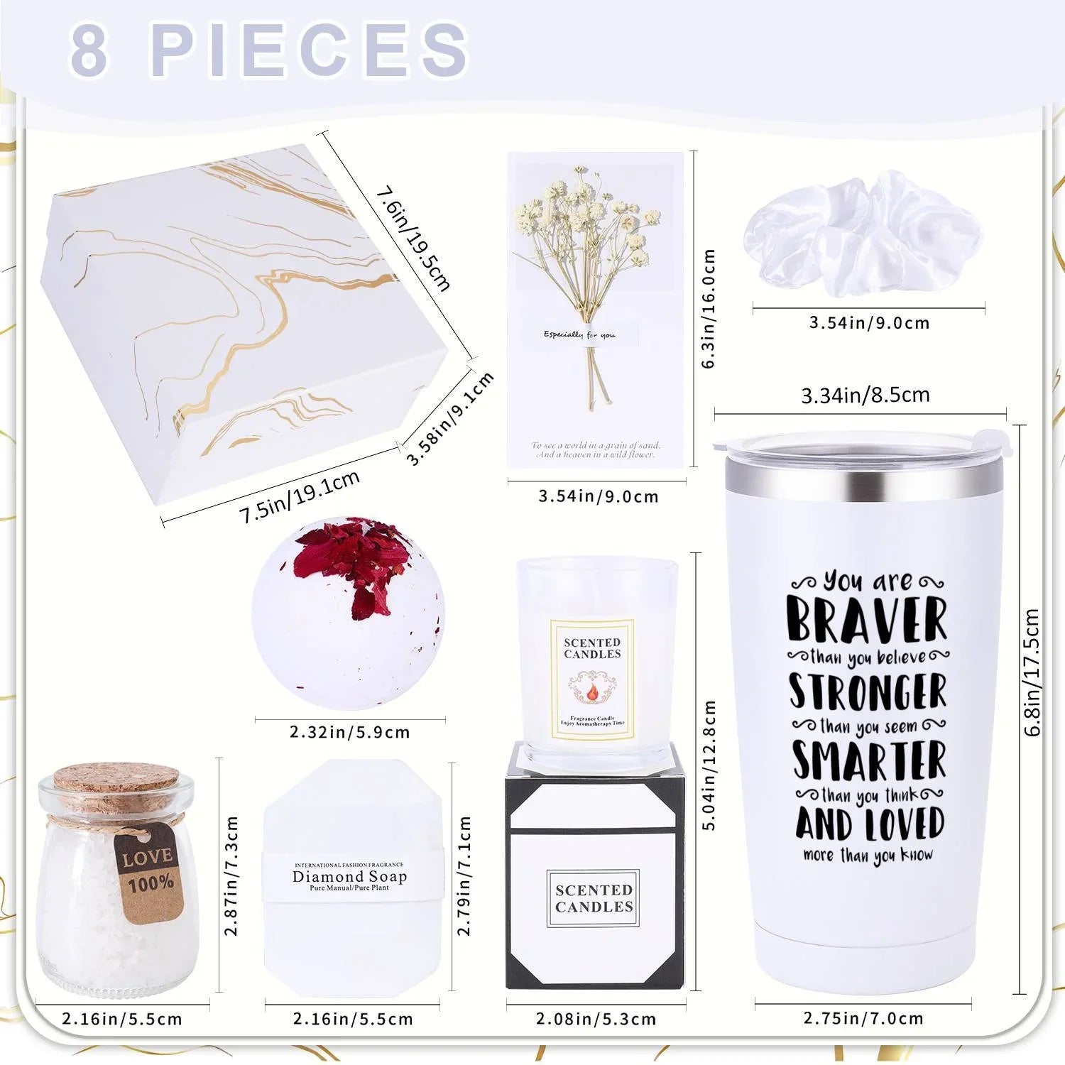 Women Men Inspirational Gifts 8pcs Basket for Women Men Her Friend Coworker Bestie Birthday Women Confirmation Encouragement Cheer up Bonus Good Luck Proud of You Tween Girl College Student Gifts Unique Christmas Stuff Coffee House Of Avana