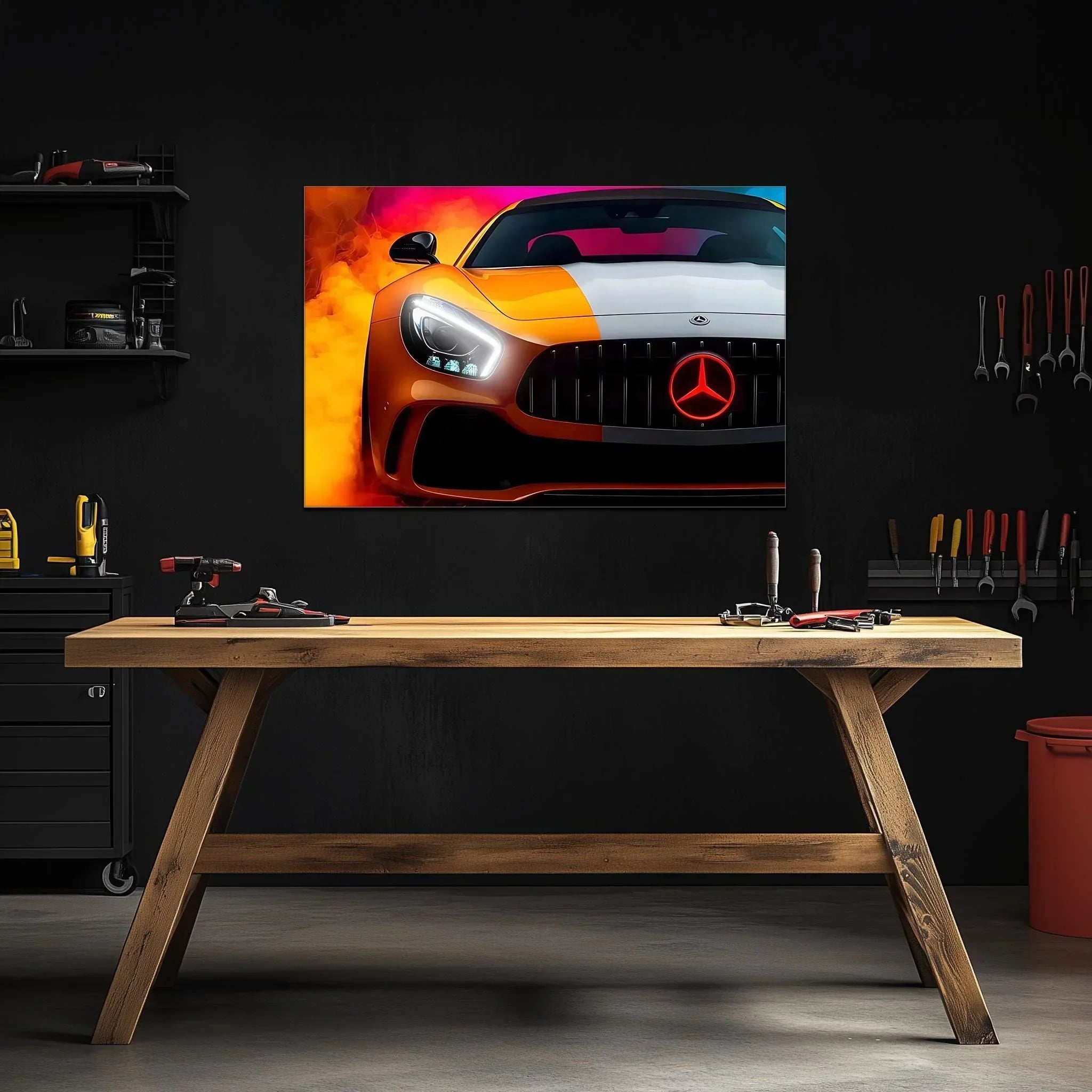 Luxury Sports Car Neon Wall Art - UV Printed LED Plexiglass Sign for Garage, Man Cave & Showroom - Adjustable Light and Free Shipping Peony Atelier