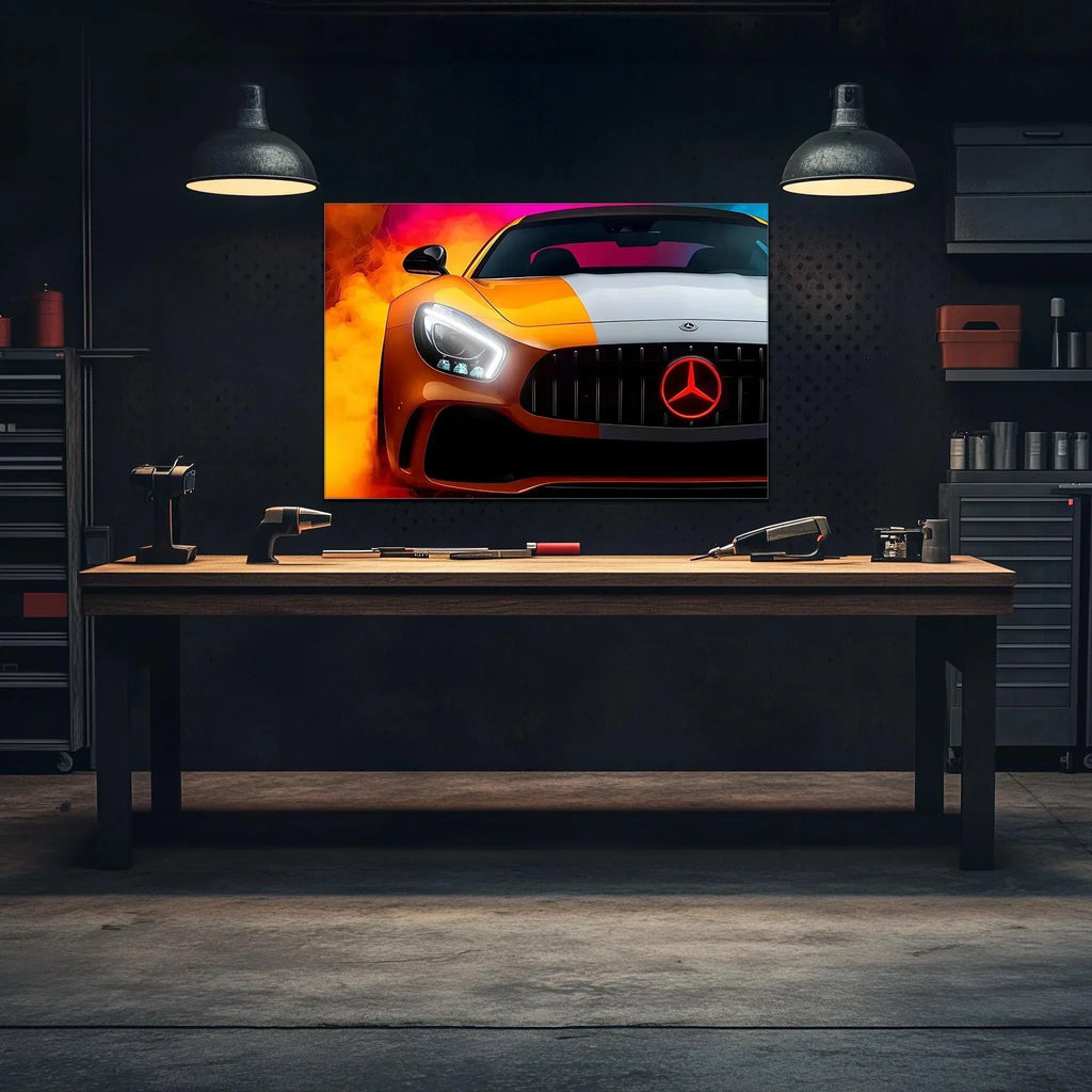 Luxury Sports Car Neon Wall Art - UV Printed LED Plexiglass Sign for Garage, Man Cave & Showroom - Adjustable Light and Free Shipping Peony Atelier