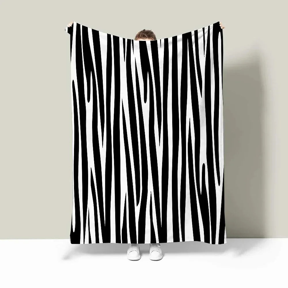 Zebra Stripes Nap Blanket for Sofas Custom Blankets and Throws Fluffy Plaid Microfiber Bedding Home Interior Bed Throw Knee Soft - House Of Avana