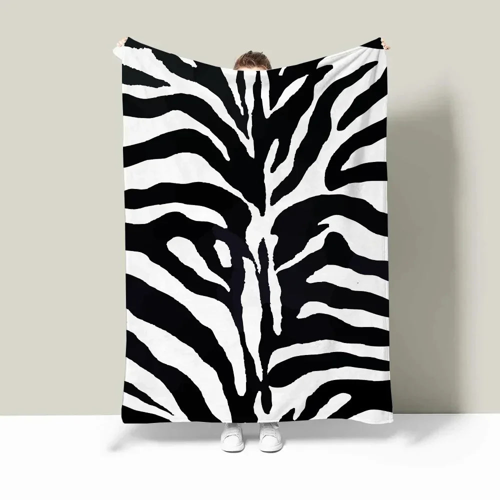 Zebra Stripes Nap Blanket for Sofas Custom Blankets and Throws Fluffy Plaid Microfiber Bedding Home Interior Bed Throw Knee Soft - House Of Avana