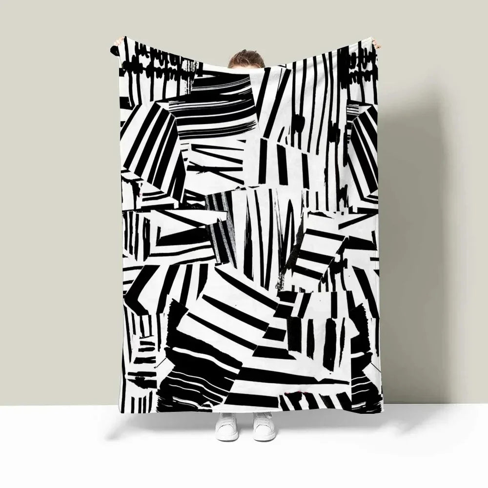 Zebra Stripes Nap Blanket for Sofas Custom Blankets and Throws Fluffy Plaid Microfiber Bedding Home Interior Bed Throw Knee Soft - House Of Avana