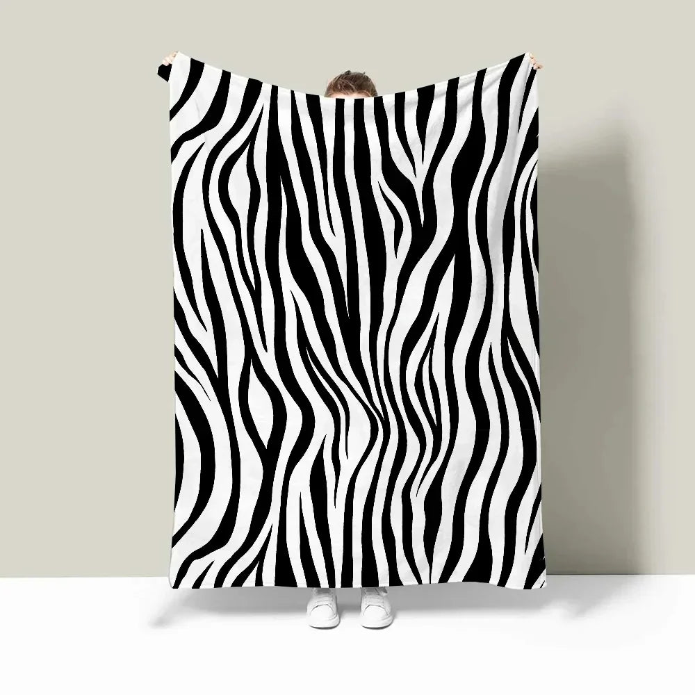 Zebra Stripes Nap Blanket for Sofas Custom Blankets and Throws Fluffy Plaid Microfiber Bedding Home Interior Bed Throw Knee Soft - House Of Avana