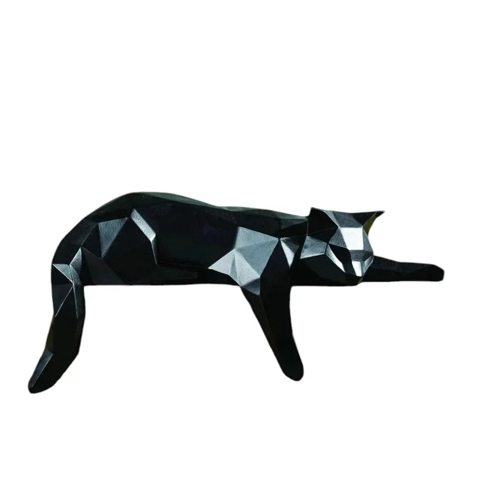 Geometric Lying Cat Figurine - House Of Avana