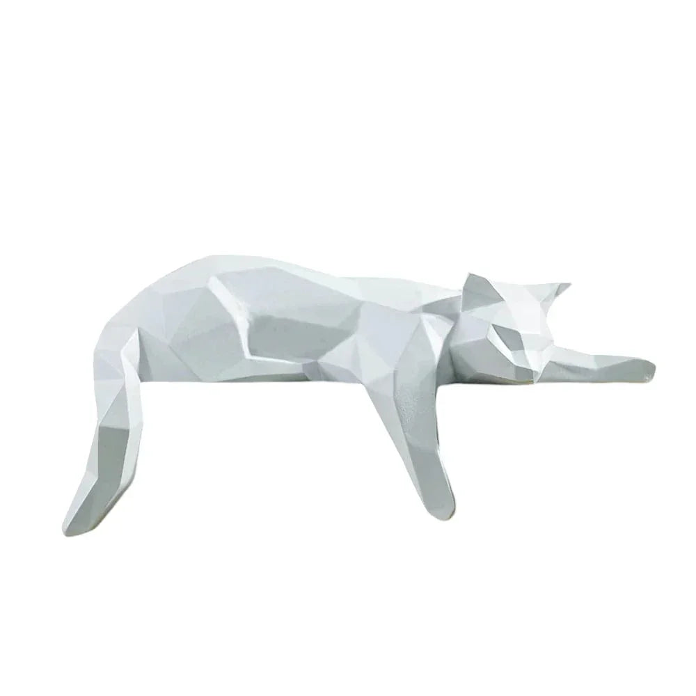 Geometric Lying Cat Figurine - House Of Avana
