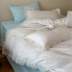 Mabel Lace Double Gauze Striped Bedding Set / Blue Ever Lasting