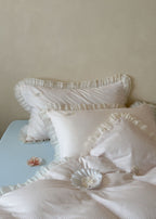 Mabel Lace Double Gauze Striped Bedding Set / Blue Ever Lasting