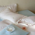 Mabel Lace Double Gauze Striped Bedding Set / Pink Ever Lasting