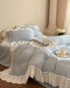 Macaroon French Lace Ruffled Bedding Set / Cream Ever Lasting
