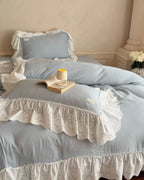 Macaroon French Lace Ruffled Bedding Set / Cream Ever Lasting