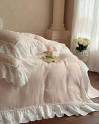 Macaroon French Lace Ruffled Bedding Set / Cream Ever Lasting