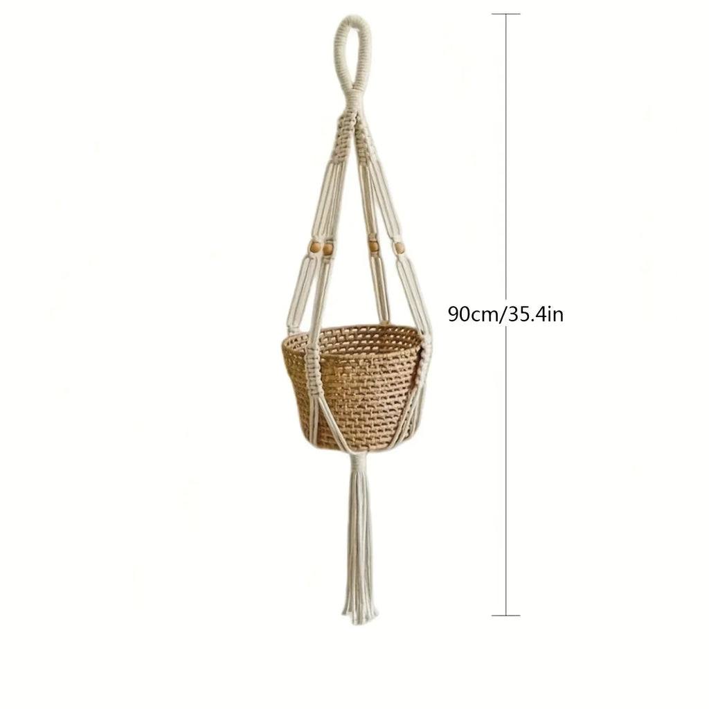 [Macrame Plant Hangers] 3pcs Macrame Plant Hangers - Bohemian Handwoven Holders with Tassels, Decorative Hanging Baskets, Ideal for Balcony/Living Room/Garden, Great Housewarming Gifts (Not Include Pots)
