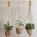 [Macrame Plant Hangers] 3pcs Macrame Plant Hangers - Bohemian Handwoven Holders with Tassels, Decorative Hanging Baskets, Ideal for Balcony/Living Room/Garden, Great Housewarming Gifts (Not Include Pots)