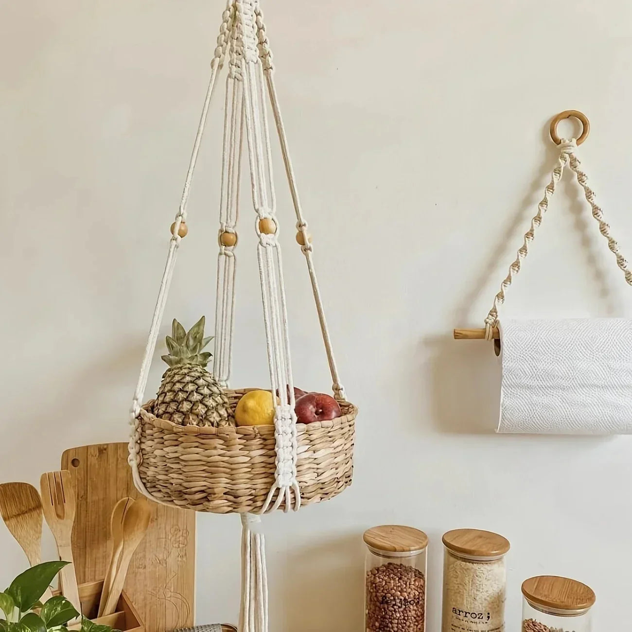 bohemian macrame plant hanger 3PCS - Beige [Macrame Plant Hangers] 3pcs Macrame Plant Hangers