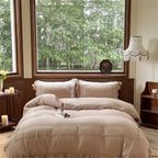Madeleine Lace Double Gauze Ruffle Bedding Set / Brown Ever Lasting